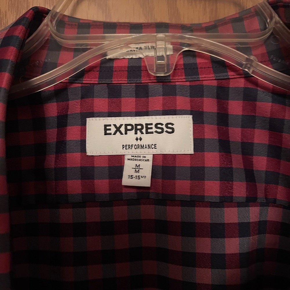 Express Red Plaid Dress Shirt